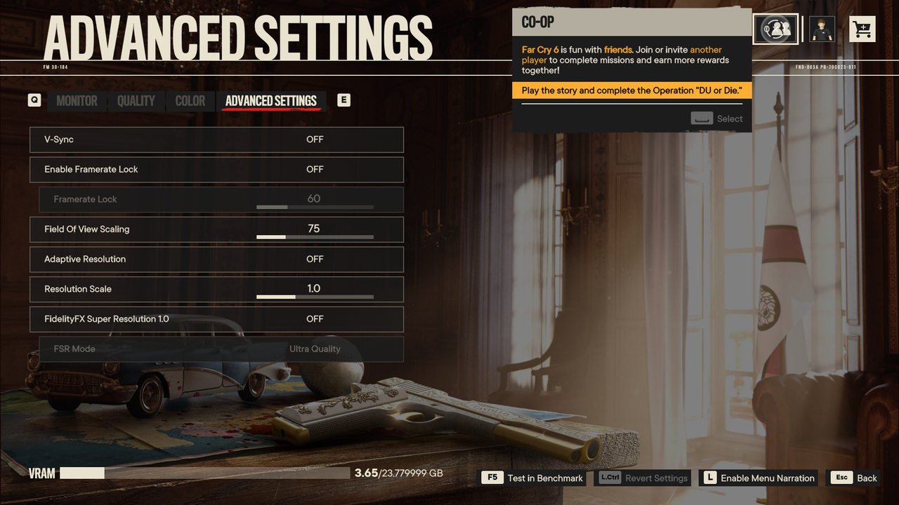 Far Cry 6 settings menu screenshots