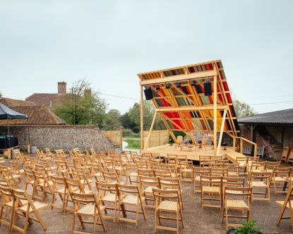 Colourful Charleston outdoor stage with seating arrangement