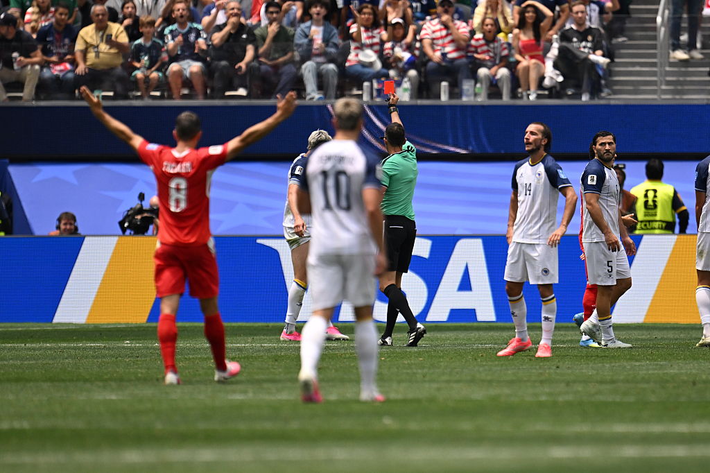 Portuguese referee Joao Pinheiro in action at the 2026 World Cup