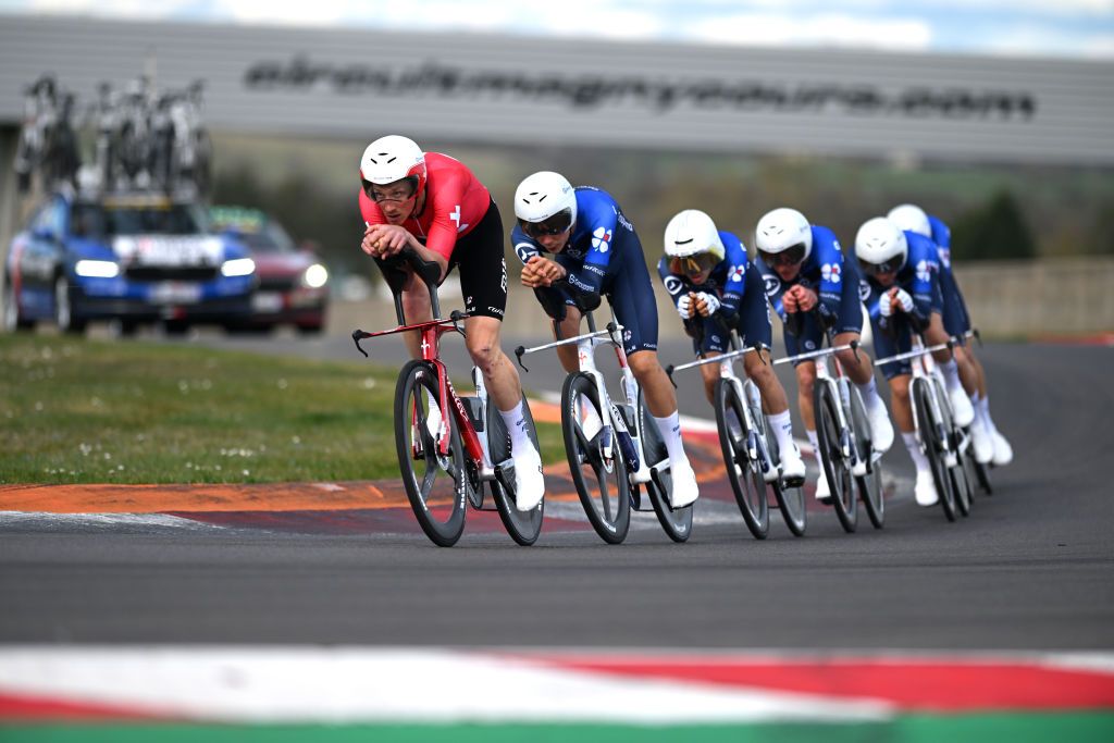 COULANGESLESNEVERS FRANCE MARCH 11 Stefan Kung of Switzerland and Team Groupama FDJ leads during the 83rd Paris Nice 2025 Stage 3 a 284km team time trial stage from Circuit Nevers MagnyCours to Nevers UCIWT on March 11 2025 in CoulangeslesNevers France Photo by Dario BelingheriGetty Images