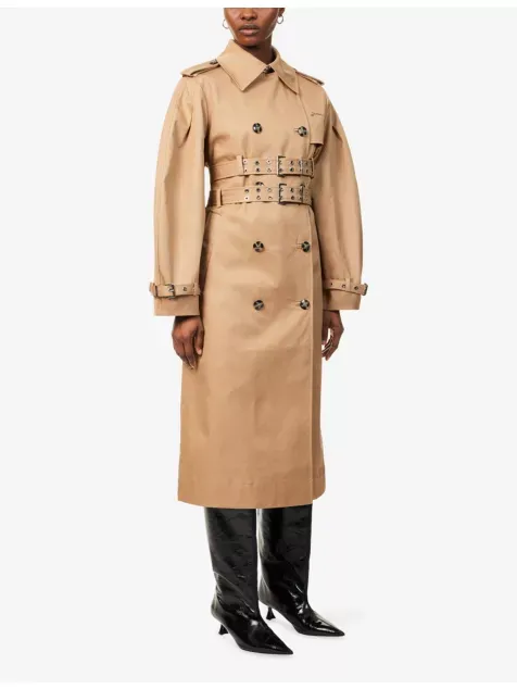 Logo-Embellished Bonded Cotton Trench Coat
