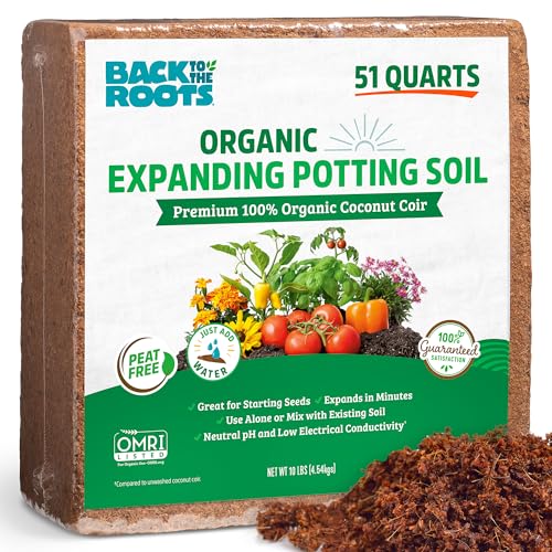 Back to the Roots Organic Coir, 51 Quart Expanding Soil, Great for Seeds and Potting