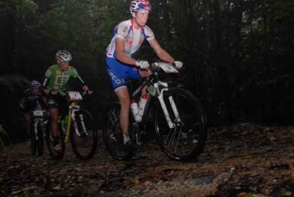 The three chasers in hot pursuit of Urs Huber