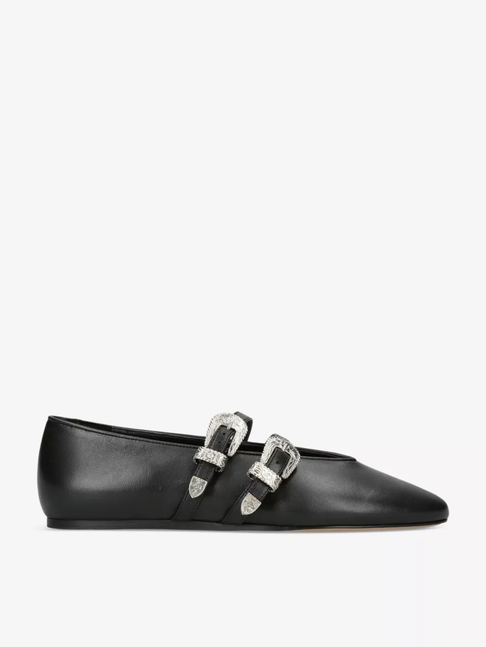 Claudia Double-Strap Leather Flats - Eur 35 / 2 Uk Women