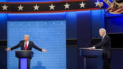 nashville, tennessee october 22 us president donald trump and democratic presidential nominee joe biden participate in the final presidential debate at belmont university on october 22, 2020 in nashville, tennessee this is the last debate between the two candidates before the election on november 3 photo by chip somodevillagetty images