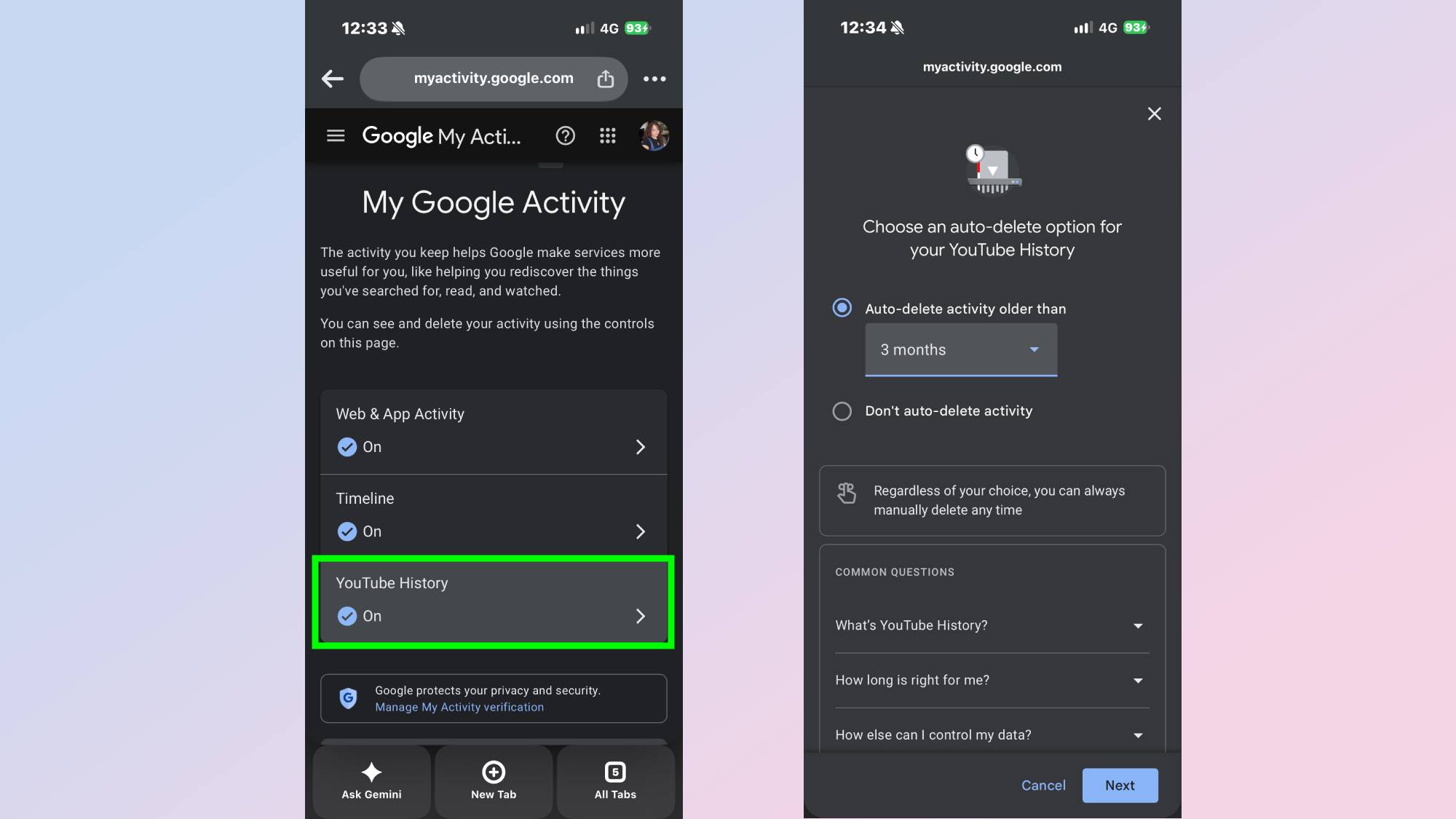 How to shorten your watch history auto-delete window on YouTube