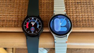 The Samsung Galaxy Watch 6 (left, black) and Samsung Galaxy Watch 7 (right, silver) side-by-side