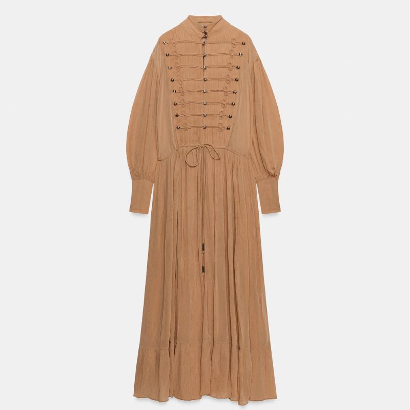 military inspired chiffon dress