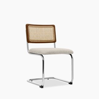 Kenton Dining Chair, Speckled Stone Sustainable Boucle & Chrome