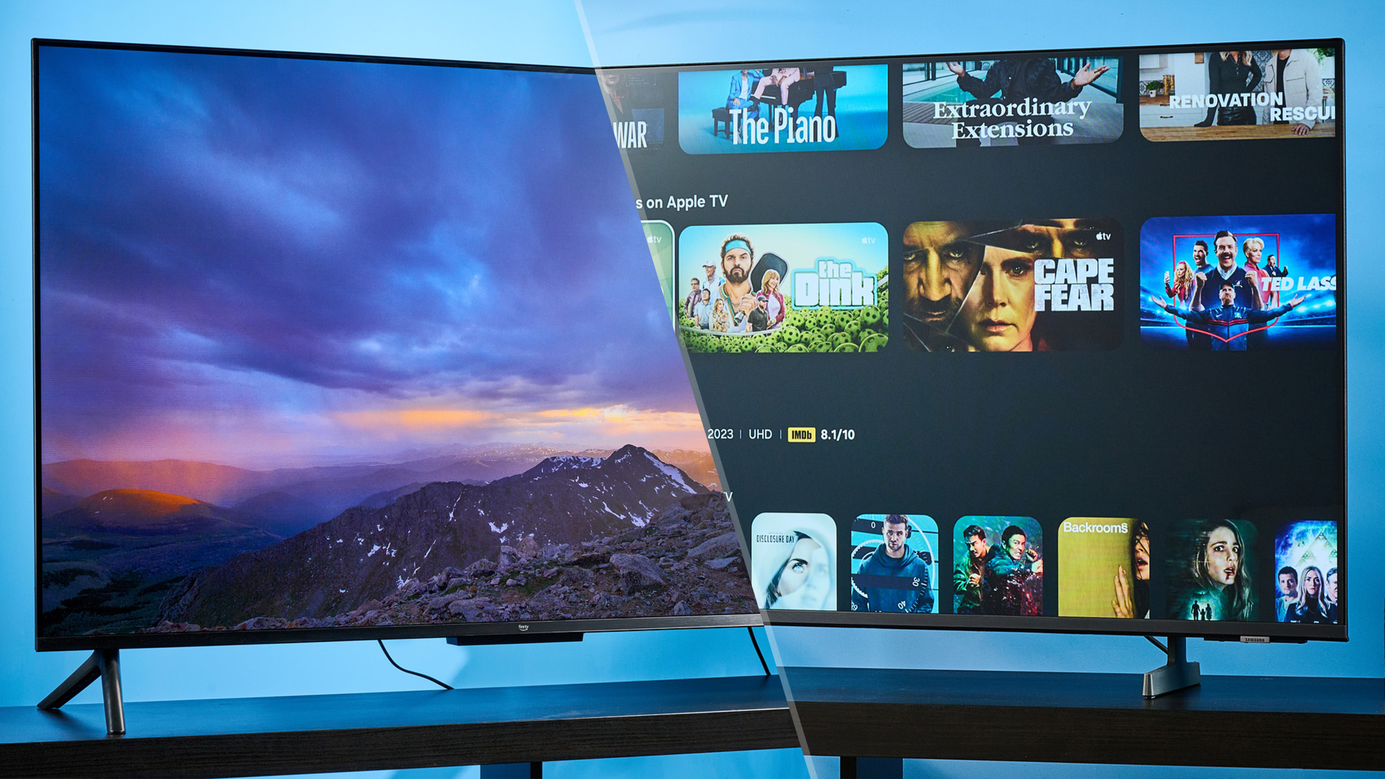 the amazon ember 4-series and samsung u8000h tv side by side