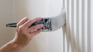 a person painting a radiator