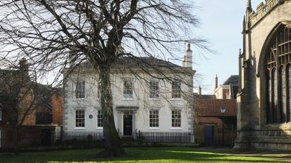 Exterior of Nottinghamshire townhouse adjacent to gothic church