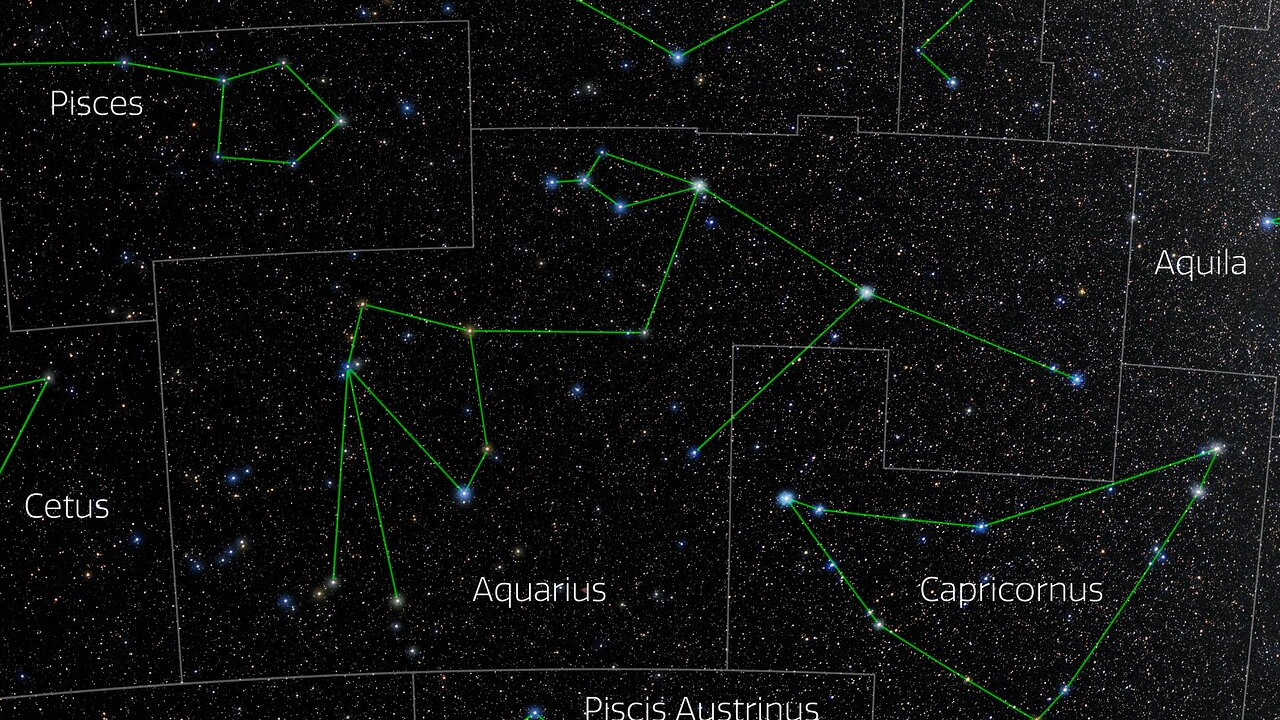 night sky map showing the location of aquarius