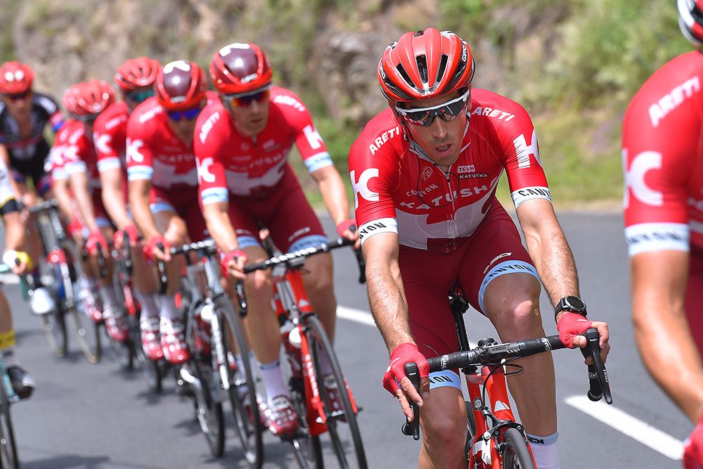 Alexander Kristoff's Katusha guard in action at the Dauphine.
