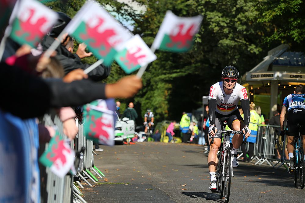 Andre Greipel finishes stage 5 at the Tour of Britain