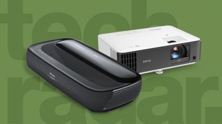Best 4k projectors on a green background