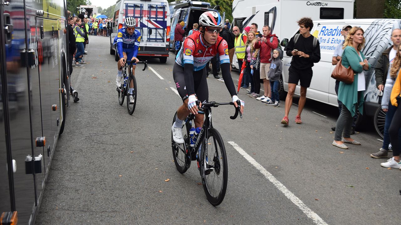Bob Jungels (Quick-Step Floors) wears the national colours of the Luxembourg road race champion