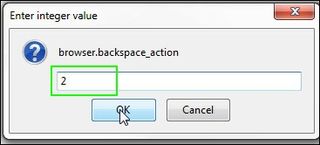 set browser backspace actio