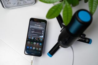 Pixel 4 with an external USB-C microphone