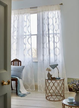 Sheer curtains in a bedroom