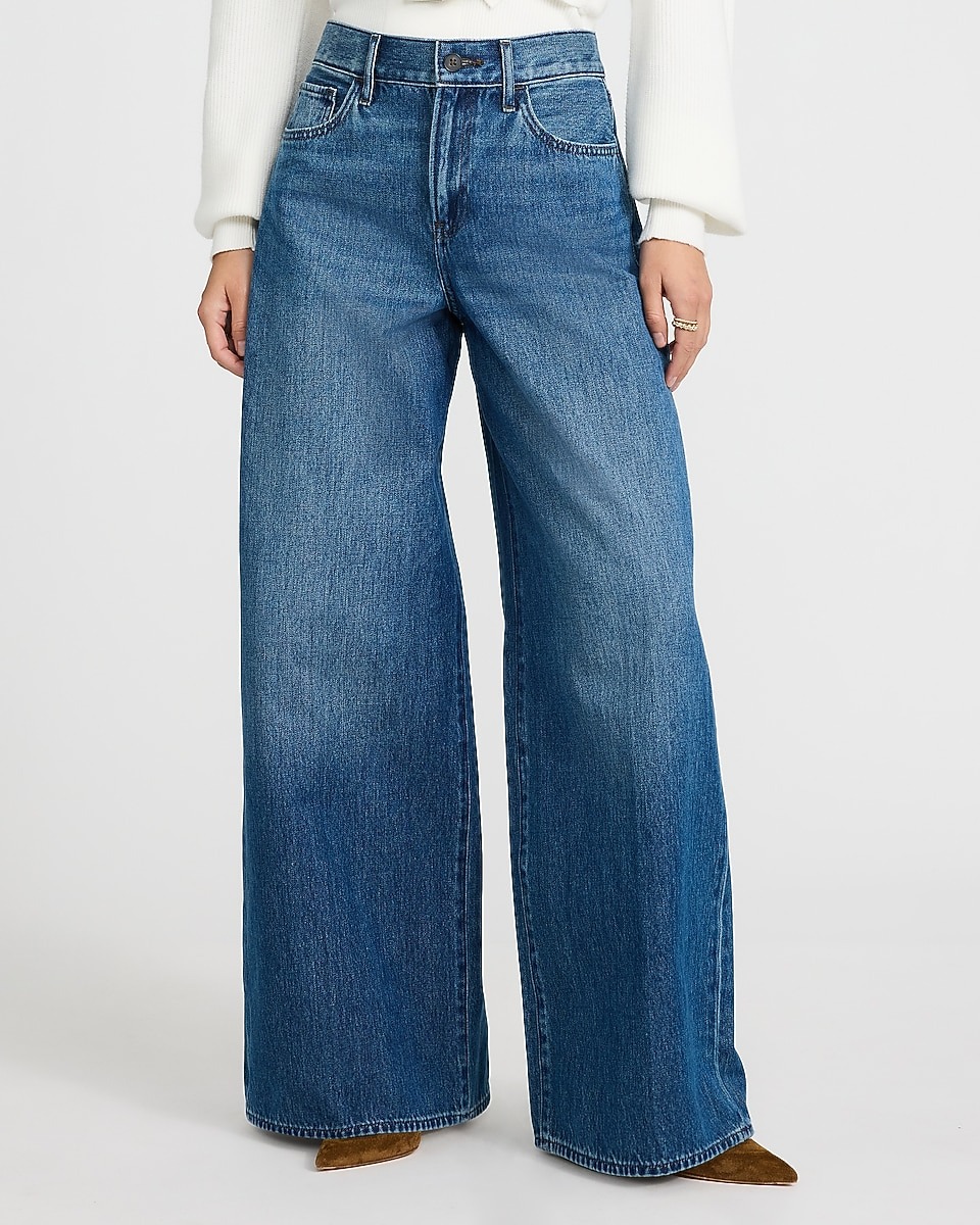 Express, High Waisted Relaxed Wide Leg Rigid Jeans