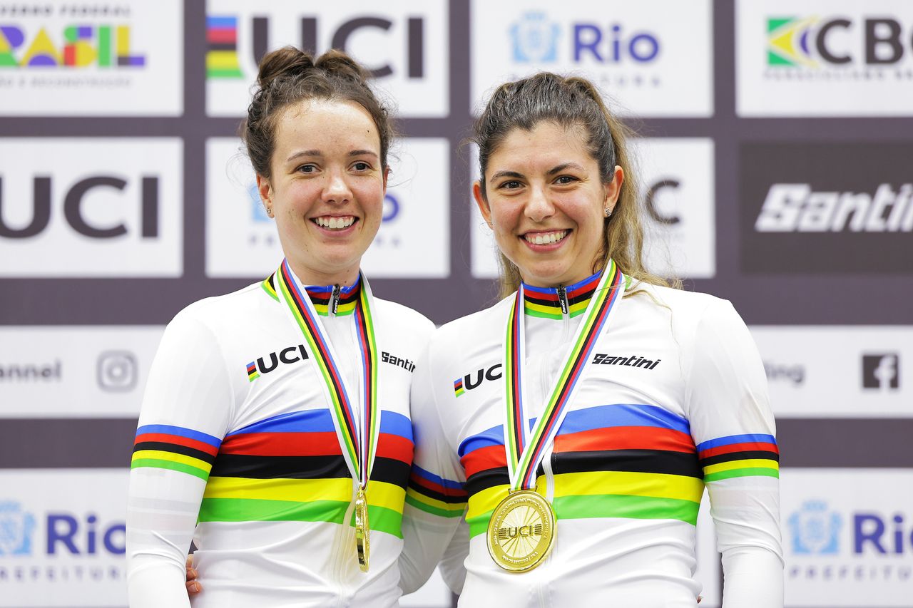 2024 UCI Para-cycling Track World Championships - Rio Olympic Velodrome, Rio de Janeiro, Brazil - Gold for Elizabeth Jordan and Pilot Dannielle Khan of Great Britain