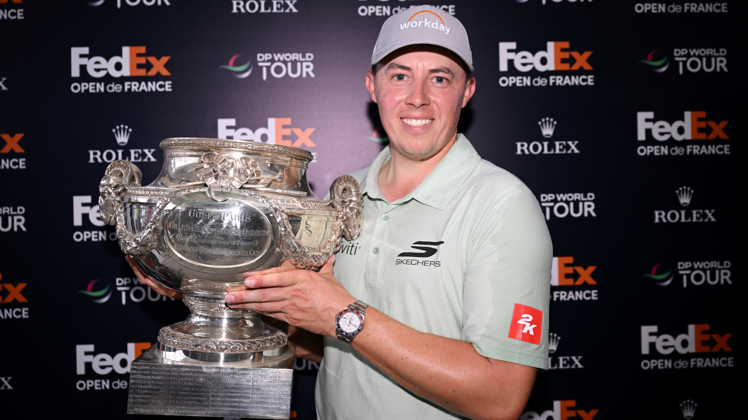 Matt Fitzpatrick with the FedEx Open de France trophy