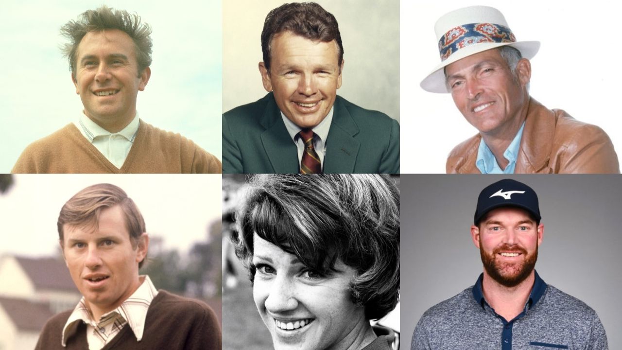 Clockwise from top left: Brian Huggett, Jack Burke Jr, Chi Chi Rodriguez, Grayson Murray, Susie Maxwell Berning and Peter Oosterhuis 