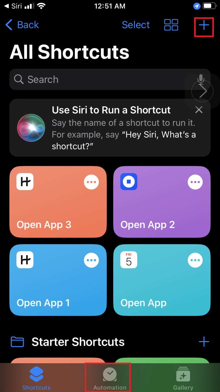 Aplicación para accesos directos de iOS