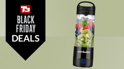 The Nutribullet Portable Blender on a green background