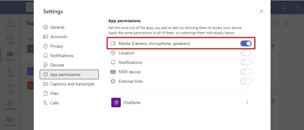 Microsoft Teams app permissions