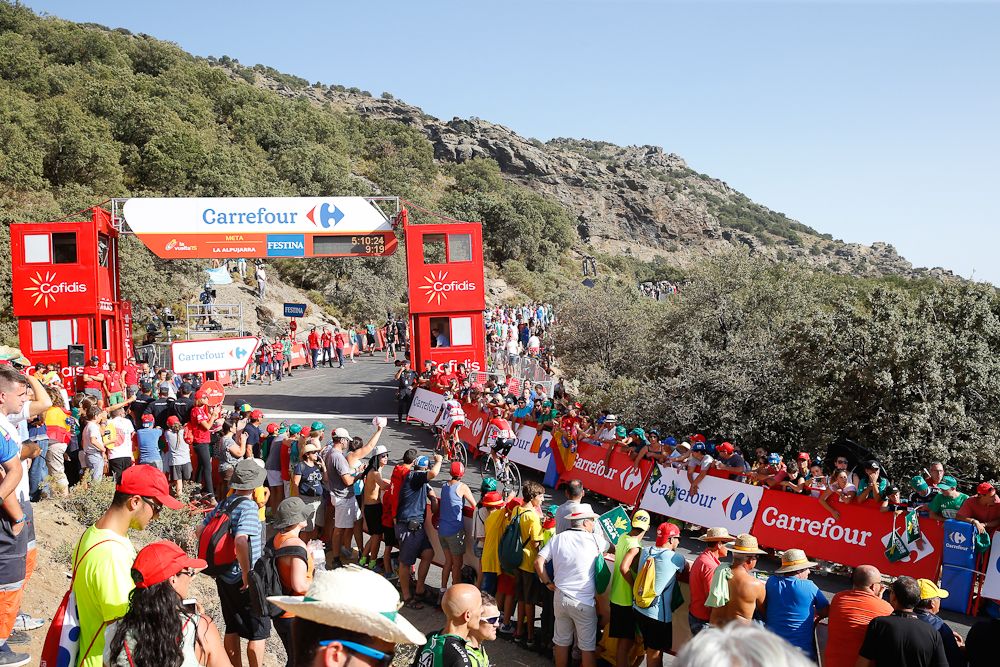 The finish of stage 7 awaits the riders.