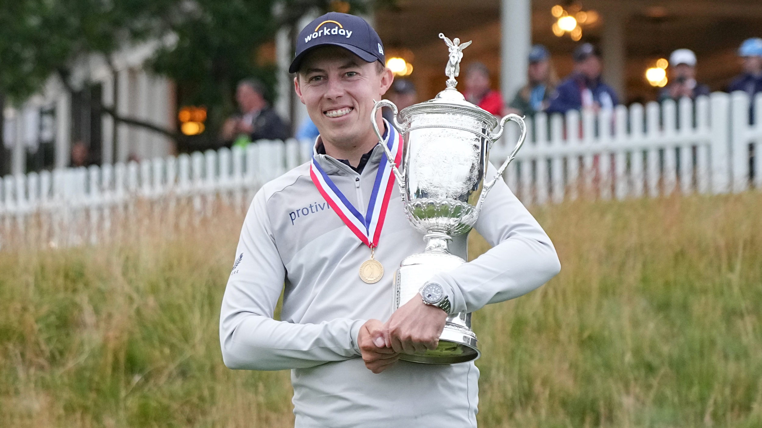 Matt Fitzpatrick with the US Open trophy