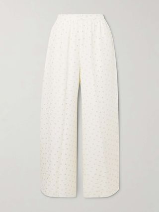 Souhait Embroidered Metallic Silk-Blend Jacquard Wide-Leg Pants