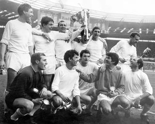 Queens Park Rangers versus West Bromwich Albion 1967. The jubilant QPR team celebrate after victory over West Bromwich Albion in the Football League Cup Final. 4th March 1967. (Photo by Daily Mirror /Daily Mirror /Mirrorpix via Getty Images)