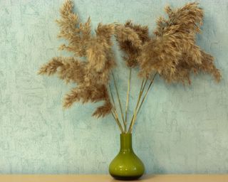 pampas grass plumes arranged in a vase