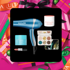 ulta products on a ribbon background