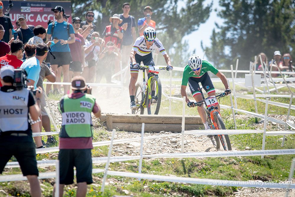 Gerhard Kerschbaumer (Torpado Gabogas) leading Nino Schurter ( Scott-SRAM MTB Racing)