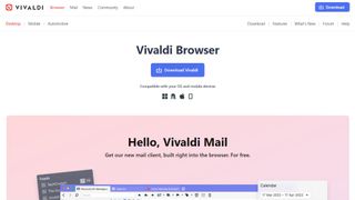 Website screenshot for Vivaldi