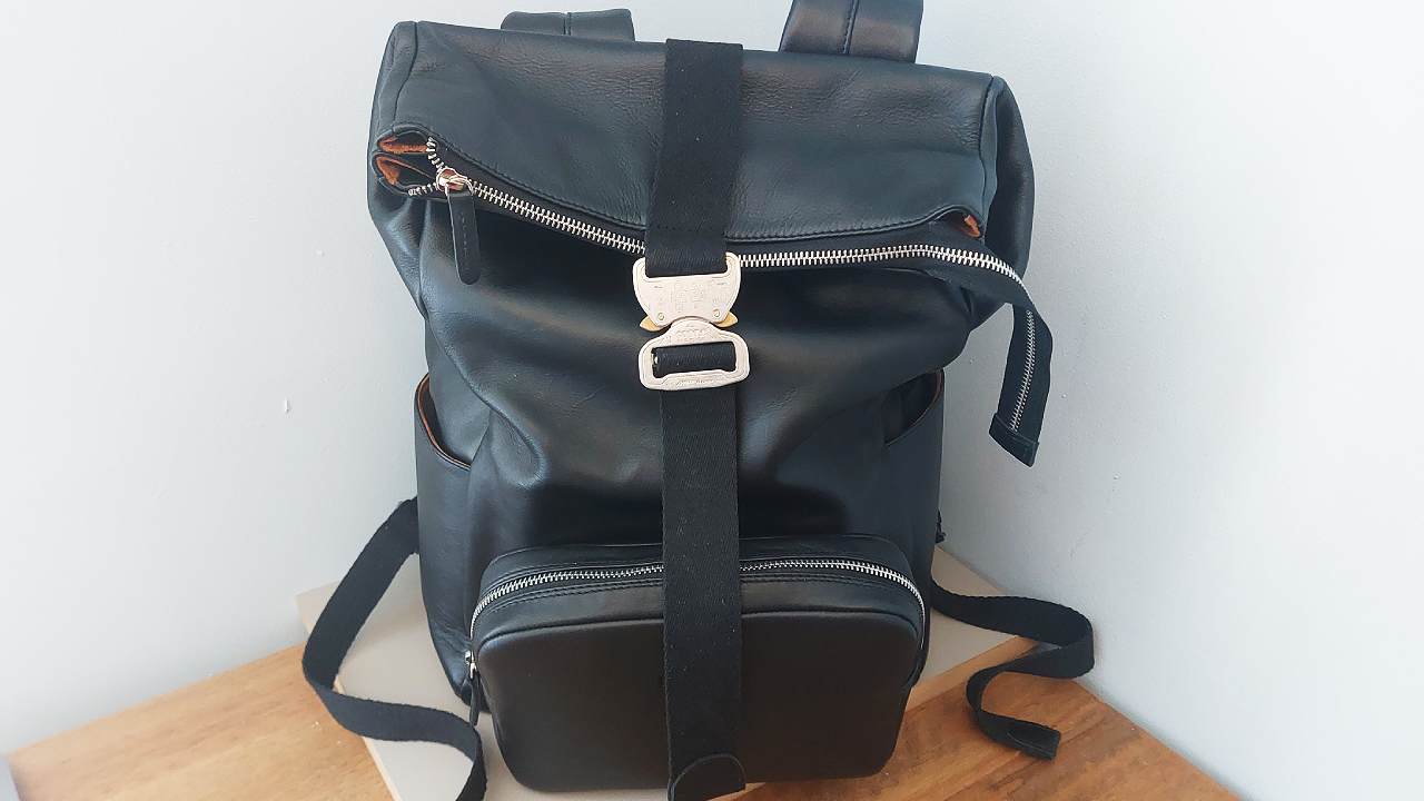 Harber London Leather Roll Top Backpack