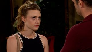 Hayley Erin as Claire talking in The Young and the Restless