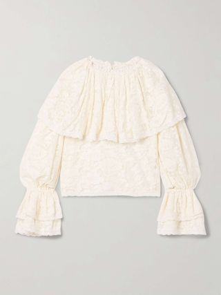 Eloise Ruffled Cotton-Lace Blouse