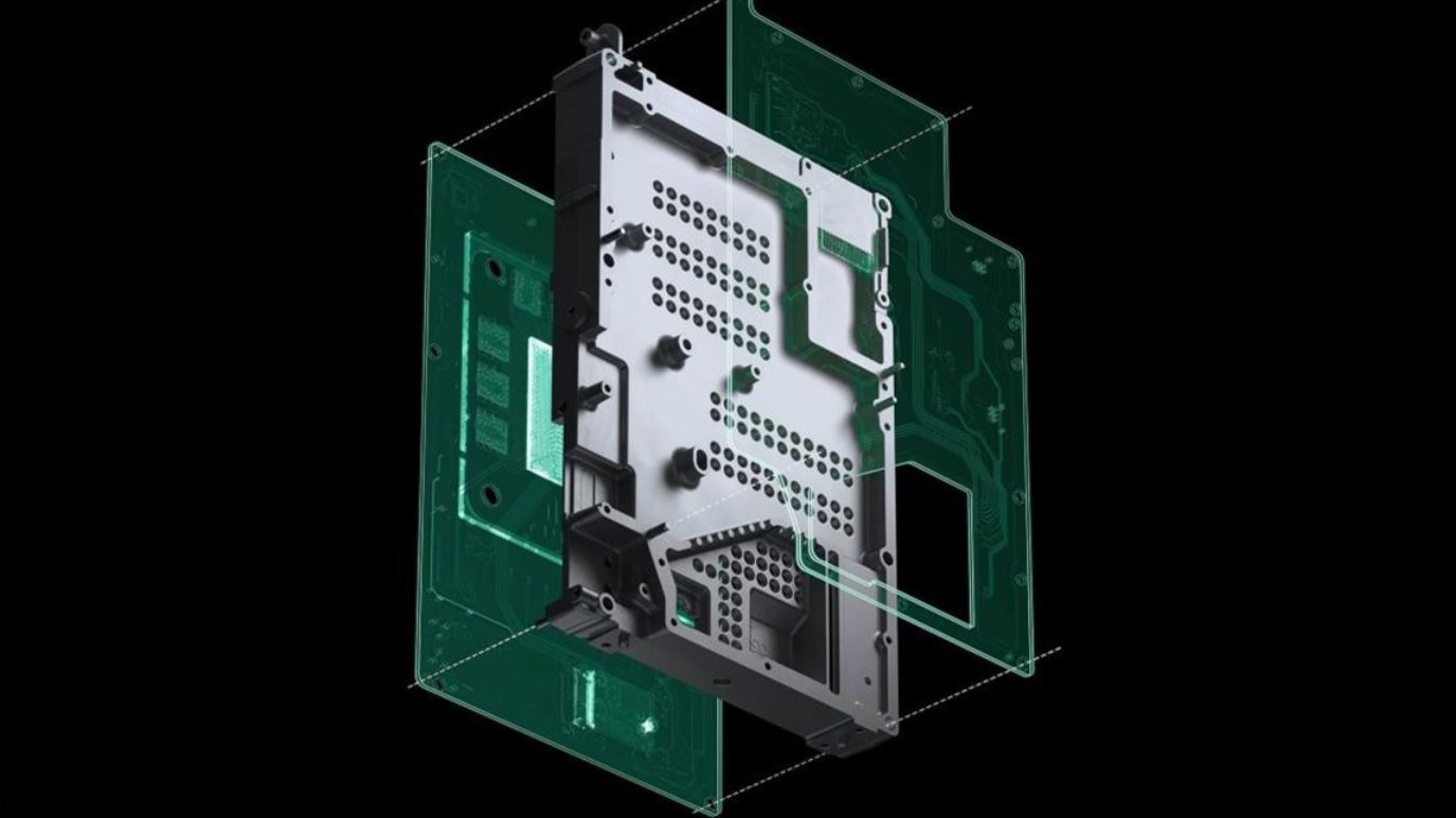 Exploded view of Xbox internal components