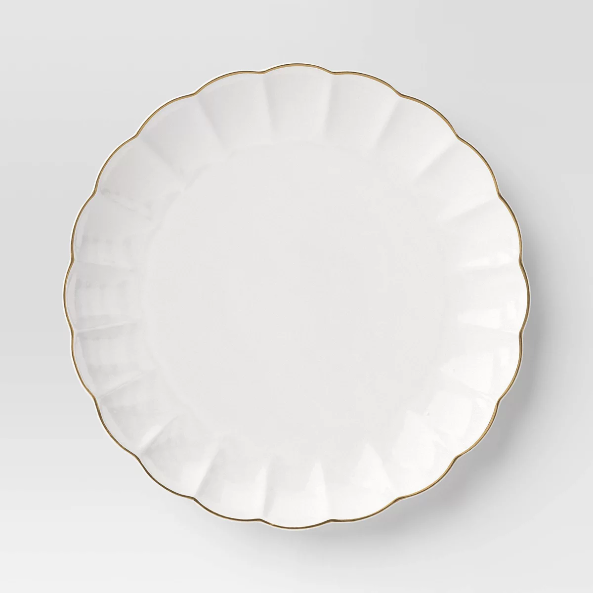 10.5" Stoneware Scalloped Dinner Plate Gold Rim - Threshold&amp;trade;