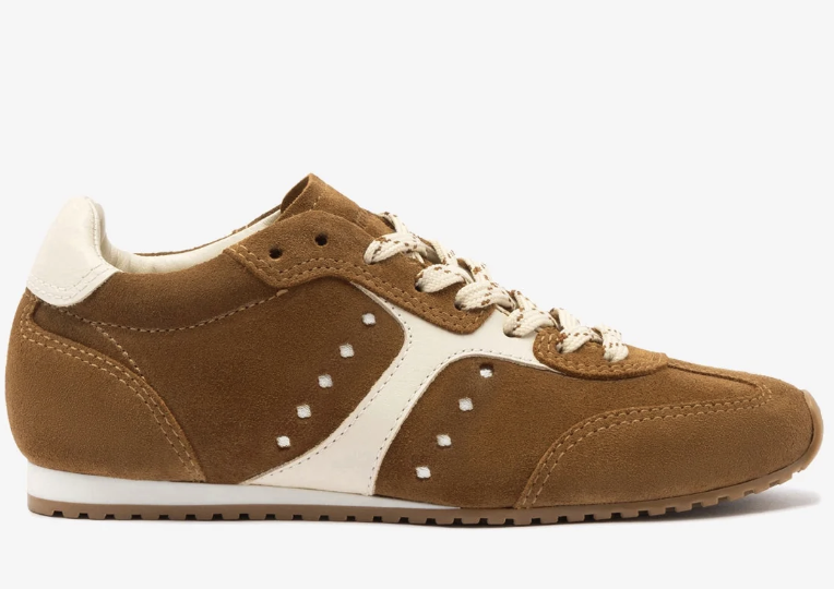 Larroud&amp;eacute;, Stella Sneaker in Russet Suede and Ivory Leather