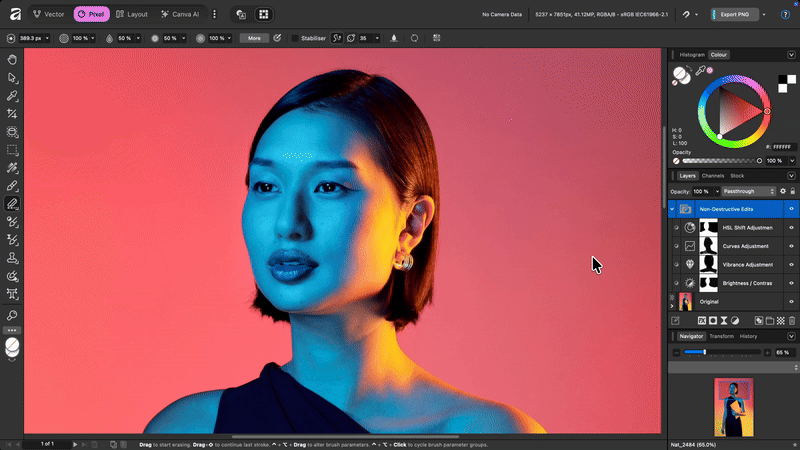 Affinity Studio GIF showing blur tool 
