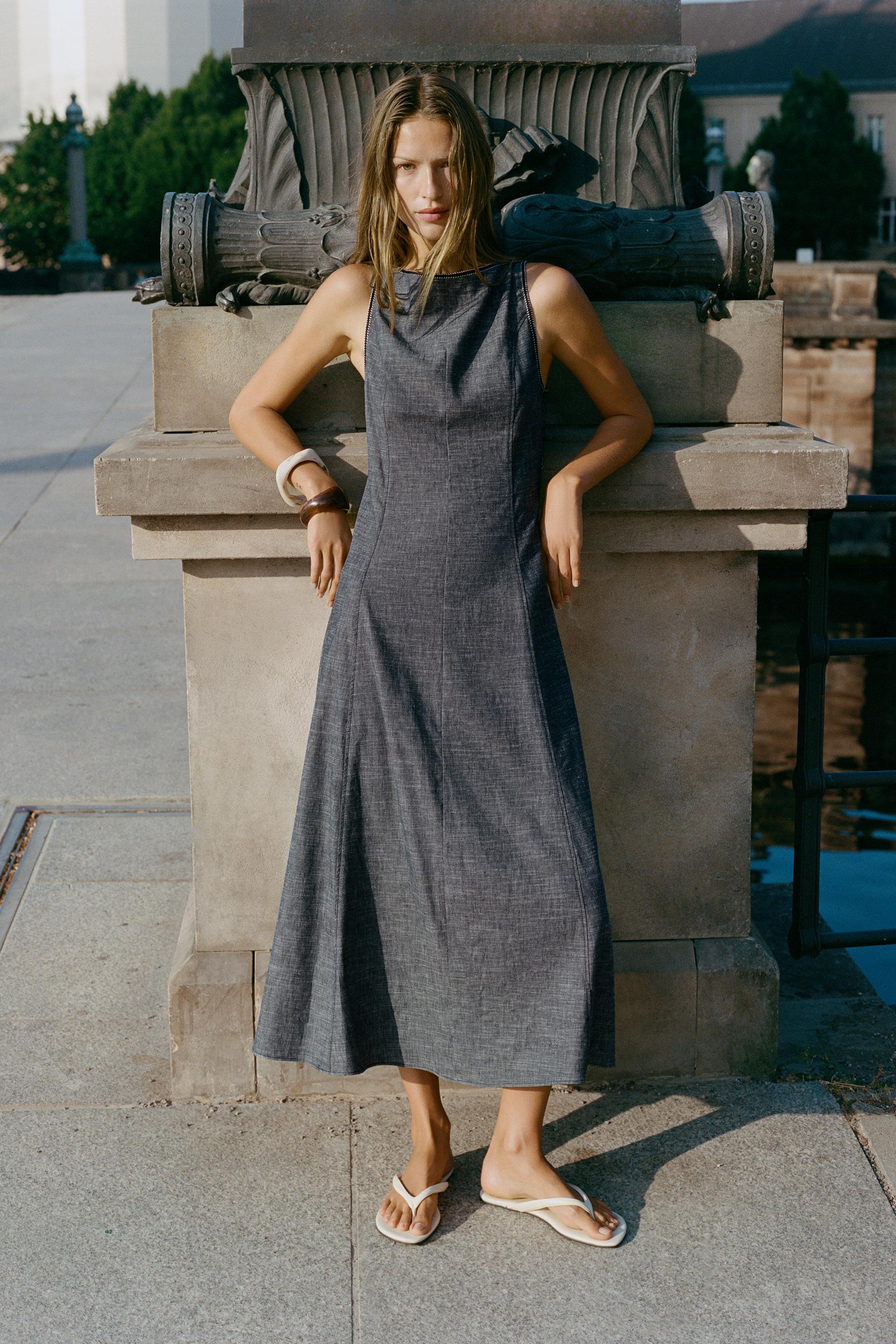 Open Back Midi Dress - Indigo - Xs