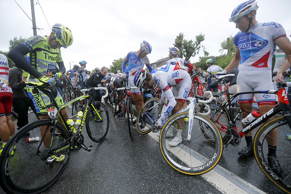 FDJ's Thibaut Pinot was caught up in a late crash