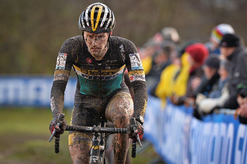 Corne Van Kessel competes in the men elite category of the Koksijde cyclocross, the third race of the UCI Cyclocross World Cup