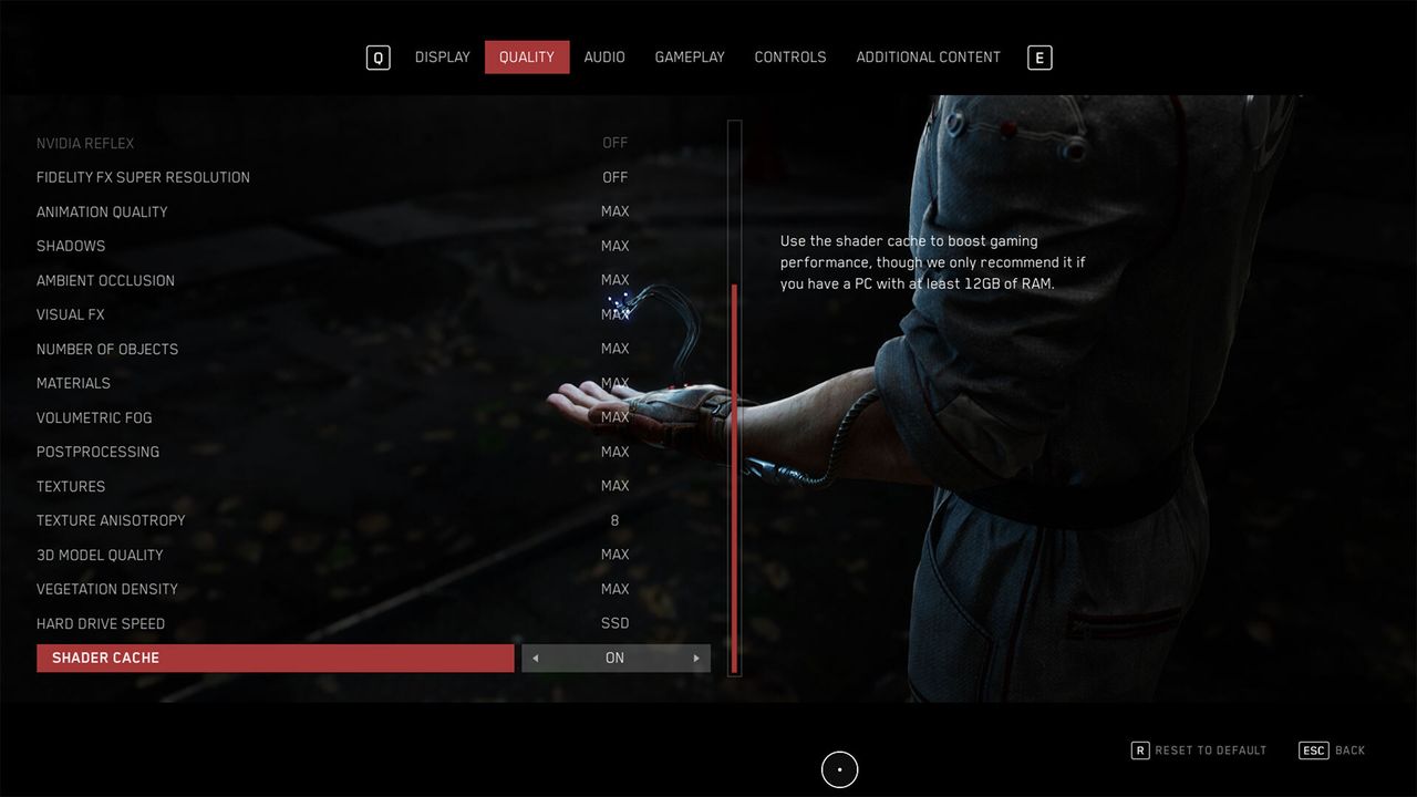 Atomic Hearts settings menu